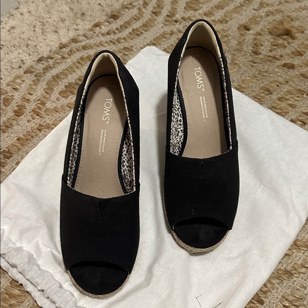 TOMS Classic Black Peep Toe Shoes